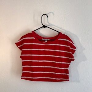 Red and White Striped Crop Top